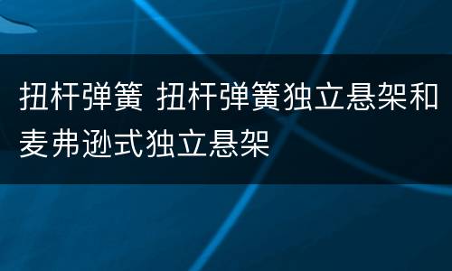 扭杆弹簧 扭杆弹簧独立悬架和麦弗逊式独立悬架