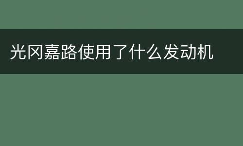 光冈嘉路使用了什么发动机