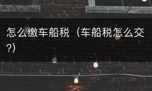 怎么缴车船税（车船税怎么交?）