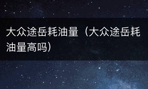 大众途岳耗油量（大众途岳耗油量高吗）