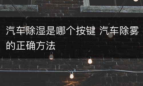 汽车除湿是哪个按键 汽车除雾的正确方法