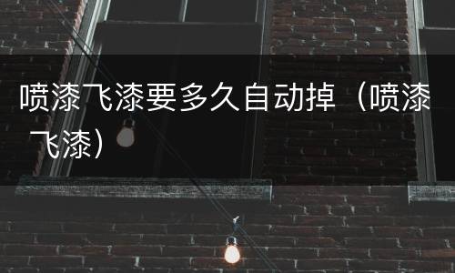 喷漆飞漆要多久自动掉（喷漆 飞漆）