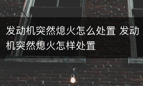 发动机突然熄火怎么处置 发动机突然熄火怎样处置