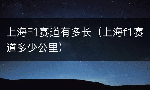上海F1赛道有多长（上海f1赛道多少公里）