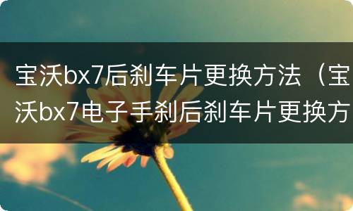 宝沃bx7后刹车片更换方法（宝沃bx7电子手刹后刹车片更换方法）