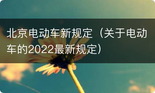 北京电动车新规定（关于电动车的2022最新规定）