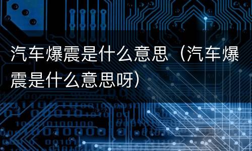 汽车爆震是什么意思（汽车爆震是什么意思呀）