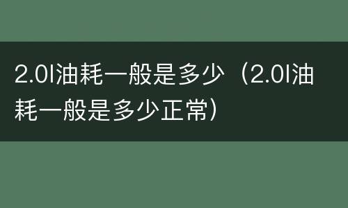 2.0l油耗一般是多少（2.0l油耗一般是多少正常）
