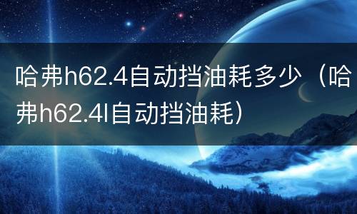 哈弗h62.4自动挡油耗多少（哈弗h62.4l自动挡油耗）