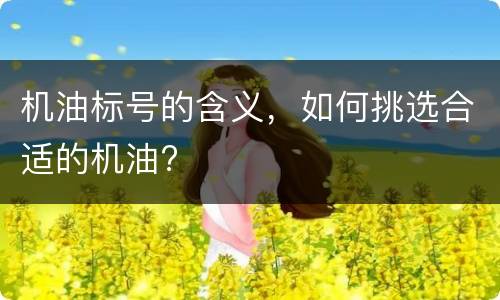 机油标号的含义，如何挑选合适的机油?