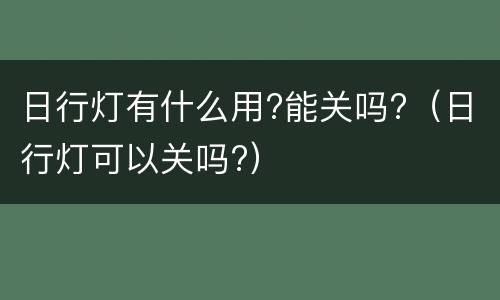 日行灯有什么用?能关吗?（日行灯可以关吗?）