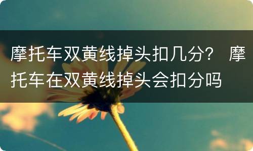摩托车双黄线掉头扣几分？ 摩托车在双黄线掉头会扣分吗