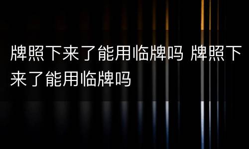 牌照下来了能用临牌吗 牌照下来了能用临牌吗