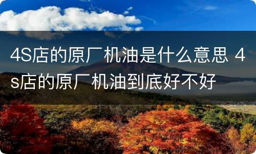 4S店的原厂机油是什么意思 4s店的原厂机油到底好不好