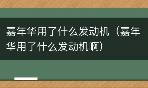 嘉年华用了什么发动机（嘉年华用了什么发动机啊）