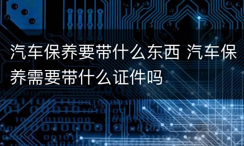 汽车保养要带什么东西 汽车保养需要带什么证件吗