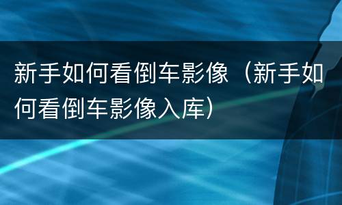 新手如何看倒车影像（新手如何看倒车影像入库）