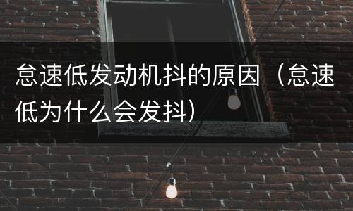 怠速低发动机抖的原因（怠速低为什么会发抖）