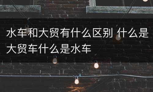 水车和大贸有什么区别 什么是大贸车什么是水车