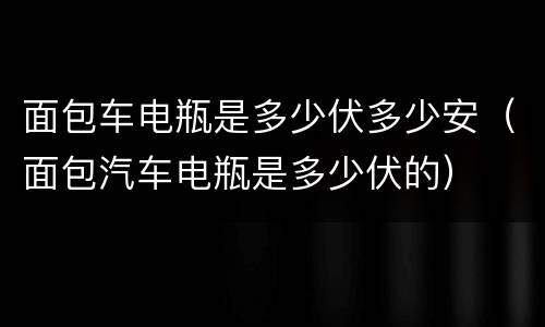 面包车电瓶是多少伏多少安（面包汽车电瓶是多少伏的）