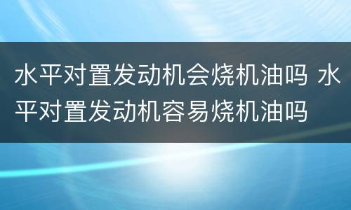 水平对置发动机会烧机油吗 水平对置发动机容易烧机油吗