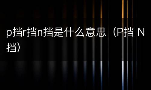 p挡r挡n挡是什么意思（P挡 N挡）