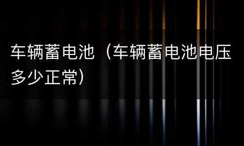车辆蓄电池（车辆蓄电池电压多少正常）