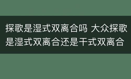 探歌是湿式双离合吗 大众探歌是湿式双离合还是干式双离合