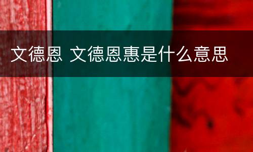 文德恩 文德恩惠是什么意思