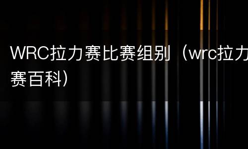 WRC拉力赛比赛组别（wrc拉力赛百科）