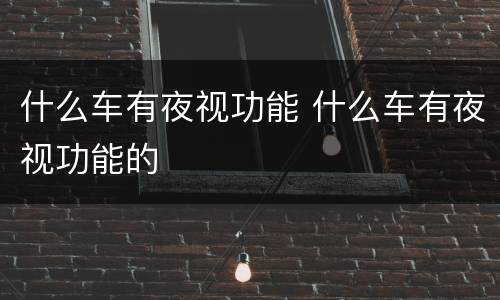 什么车有夜视功能 什么车有夜视功能的