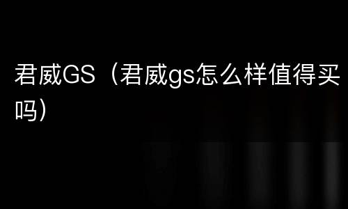 君威GS（君威gs怎么样值得买吗）