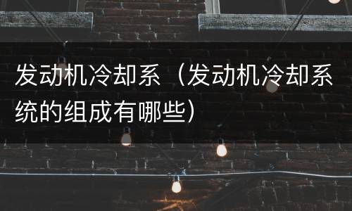 发动机冷却系（发动机冷却系统的组成有哪些）