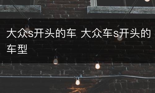 大众s开头的车 大众车s开头的车型
