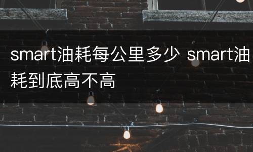 smart油耗每公里多少 smart油耗到底高不高