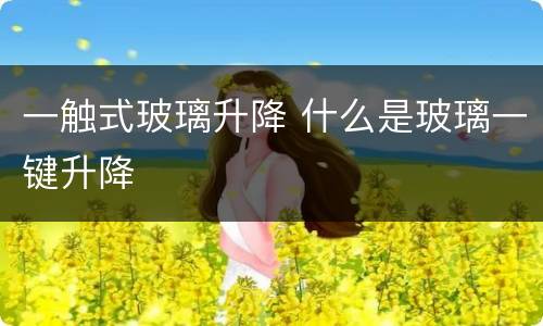 一触式玻璃升降 什么是玻璃一键升降