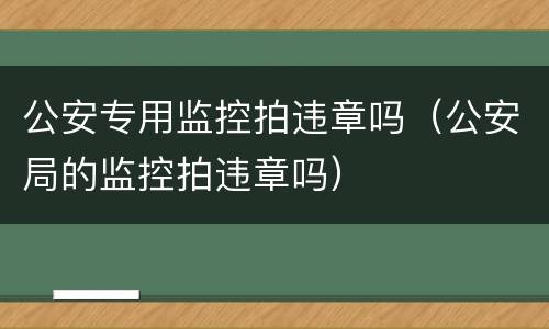 公安专用监控拍违章吗（公安局的监控拍违章吗）