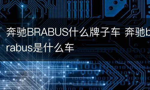 奔驰BRABUS什么牌子车 奔驰brabus是什么车