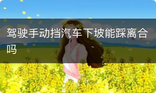 驾驶手动挡汽车下坡能踩离合吗