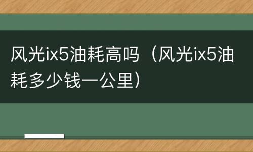 风光ix5油耗高吗（风光ix5油耗多少钱一公里）