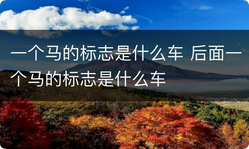 一个马的标志是什么车 后面一个马的标志是什么车