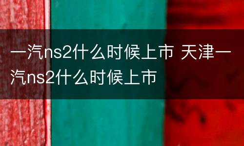 一汽ns2什么时候上市 天津一汽ns2什么时候上市