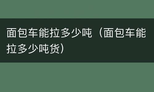 面包车能拉多少吨（面包车能拉多少吨货）