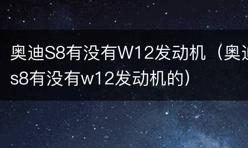 奥迪S8有没有W12发动机（奥迪s8有没有w12发动机的）