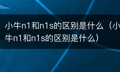小牛n1和n1s的区别是什么（小牛n1和n1s的区别是什么）