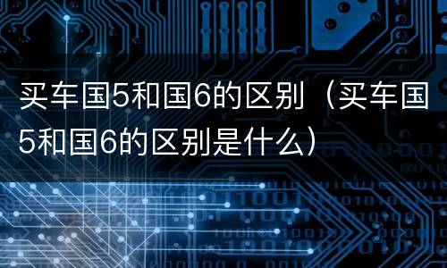 买车国5和国6的区别（买车国5和国6的区别是什么）