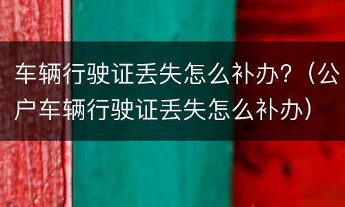 车辆行驶证丢失怎么补办?（公户车辆行驶证丢失怎么补办）