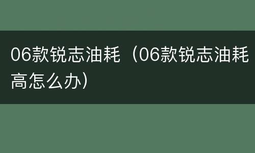 06款锐志油耗（06款锐志油耗高怎么办）