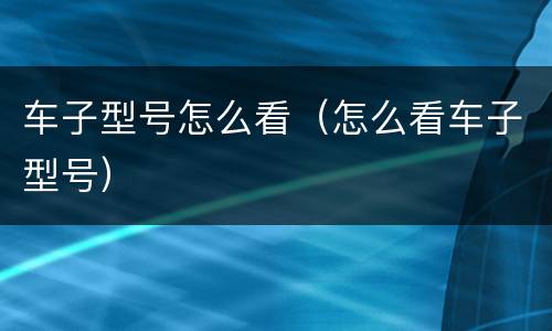 车子型号怎么看（怎么看车子型号）