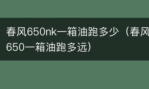 春风650nk一箱油跑多少（春风650一箱油跑多远）